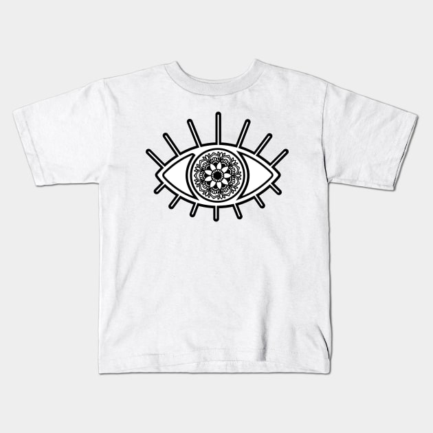 Mandala Evil Eye Kids T-Shirt by aterkaderk